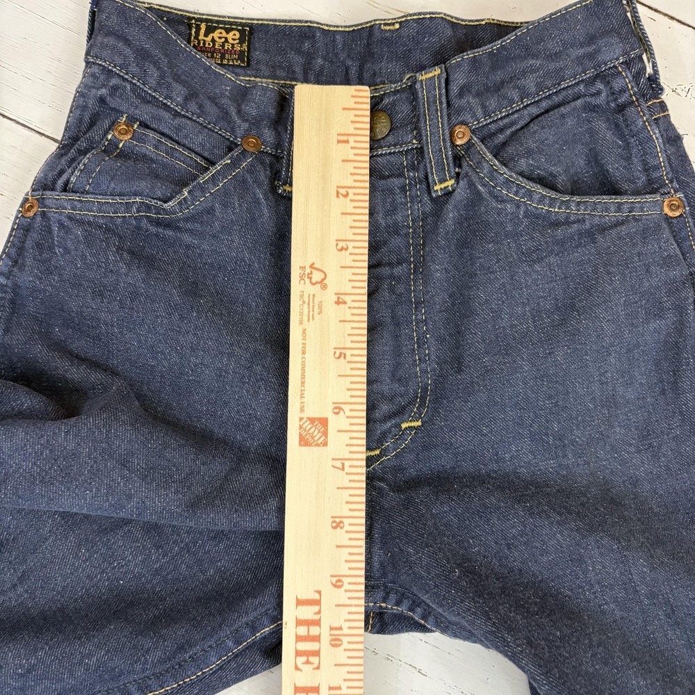 Vintage Lee Riders Jeans Boys 12 Slim Blue Denim Sanforized Made In USA 24x27 - Picture 7 of 10